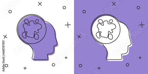 Set Paint spray icon isolated on white and purple background. Vector