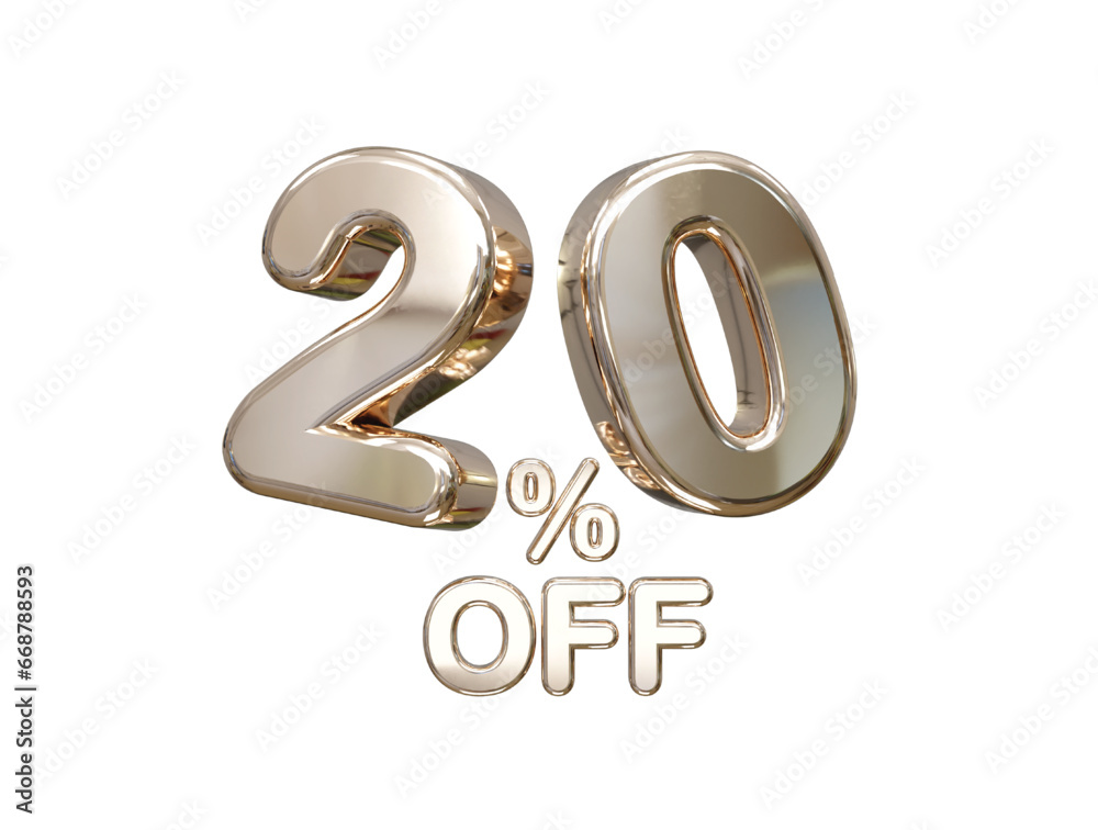 20 percent off discount sale 3d rendering text illustration 20 percent off discount sale 3d rendering text illustration