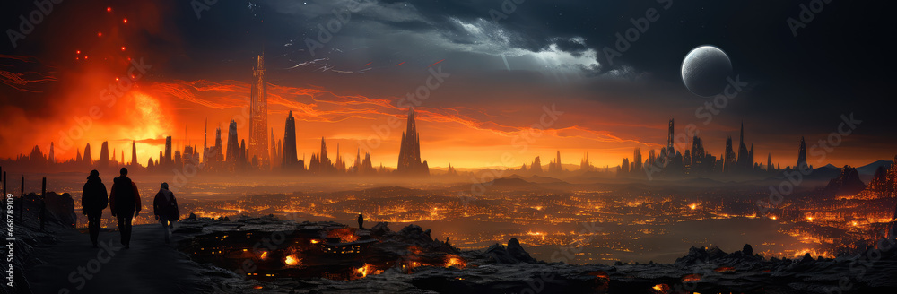 Obraz premium Echoes of Civilization: The Stark and Haunting Beauty of a Post-Apocalyptic Urban Landscape - Generative AI