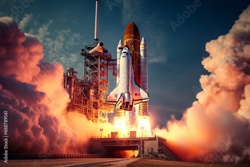 Gigantic rocket launch, hyper-realistic photo