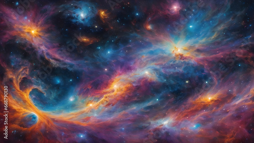 Cosmic Infinity A Background Illustration Featuring a Galaxy of Stars, Planets, and the Vastness of Outer Space