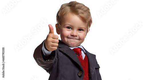 toddler giving a thumbs up isolated on transparent background