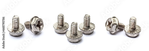 Self-tapping screws isolated on a white background.