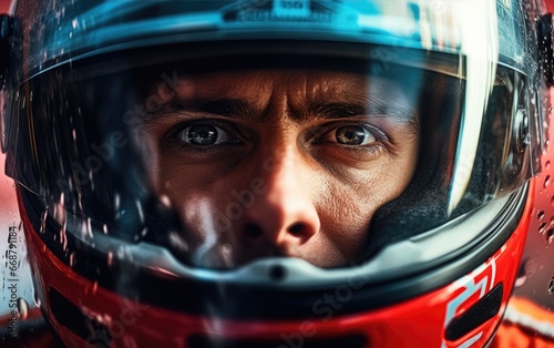 close up of a racer driver with helmet © piai