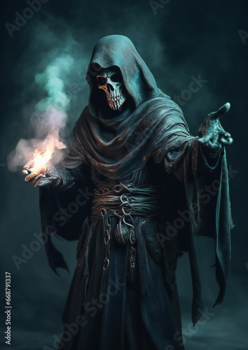RPG DND fantasy character for Dungeons and Dragons, Roleplay, Avatar, Necromancer, undead, evil mage, Skeleton