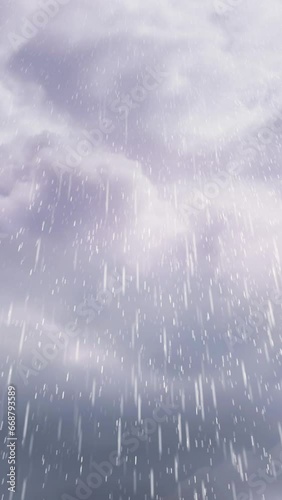 View of rain falling in a storm. Vertical video