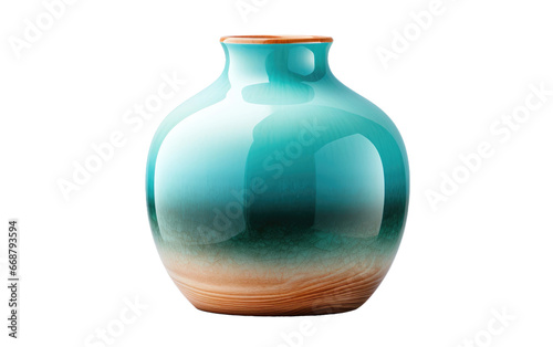 Ombre Glaze Ceramic Vase Realistic Portrait on a Clear Surface or PNG Transparent Background.
