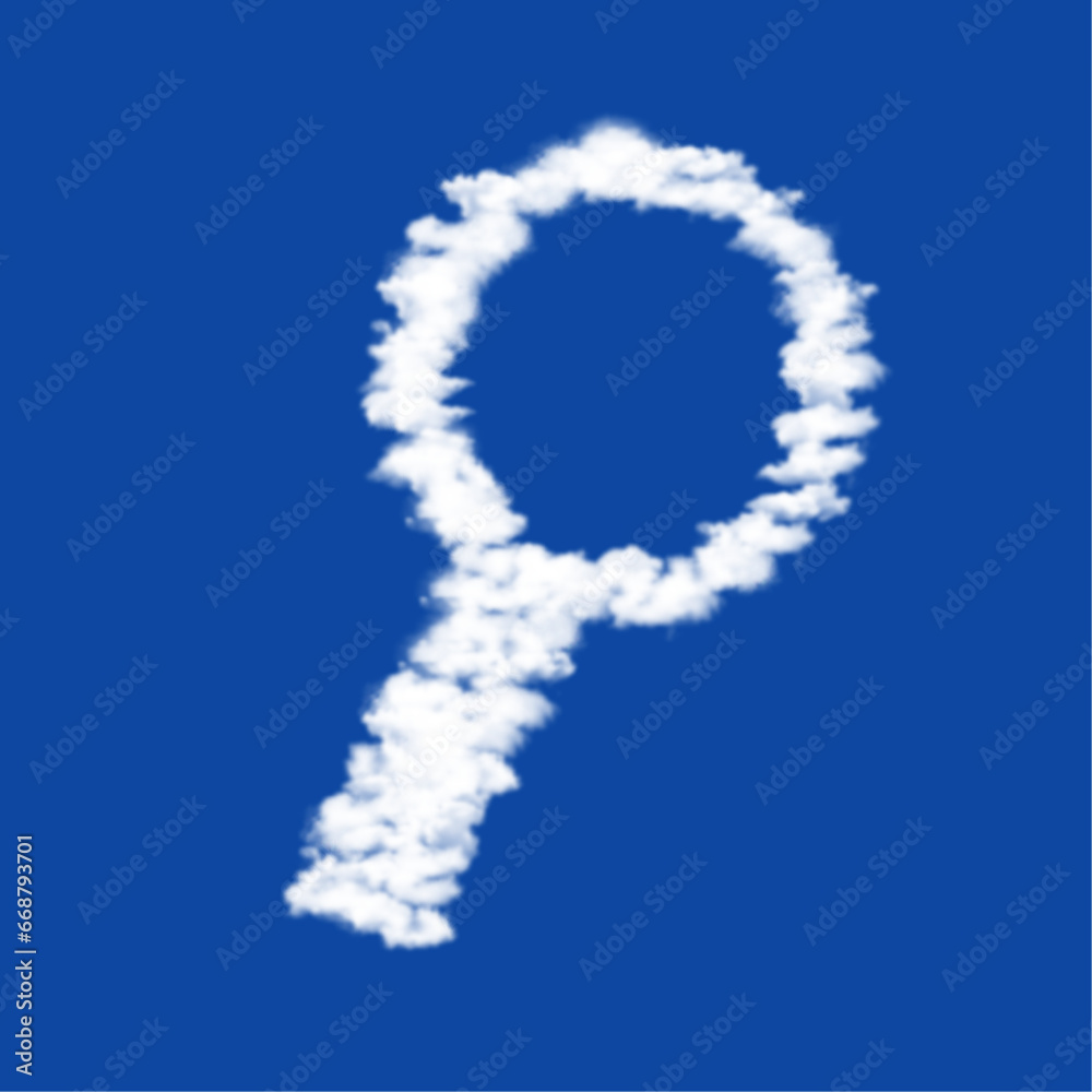 Clouds in the shape of a magnifier symbol on a blue sky background. A symbol consisting of clouds in the center. Vector illustration on blue background Clouds in the shape of a magnifier symbol on a blue sky background. A symbol consisting of clouds in the center. Vector illustration on blue background