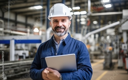 An engineer using tablet co...