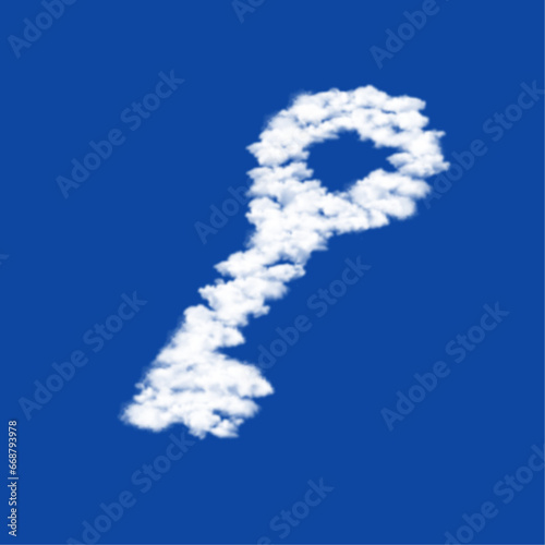 Clouds in the shape of a old key symbol on a blue sky background. A symbol consisting of clouds in the center. Vector illustration on blue background