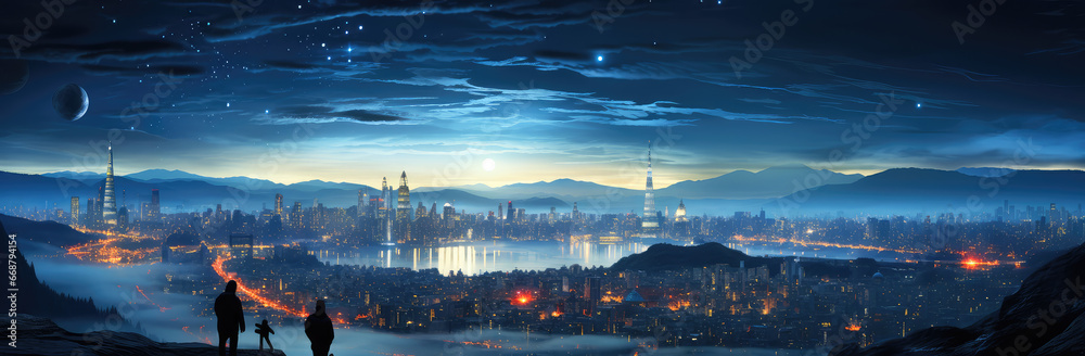 Fototapeta premium Echoes of Civilization: The Stark and Haunting Beauty of a Post-Apocalyptic Urban Landscape - Generative AI