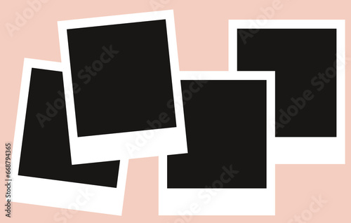 blank photo frames on light pink background