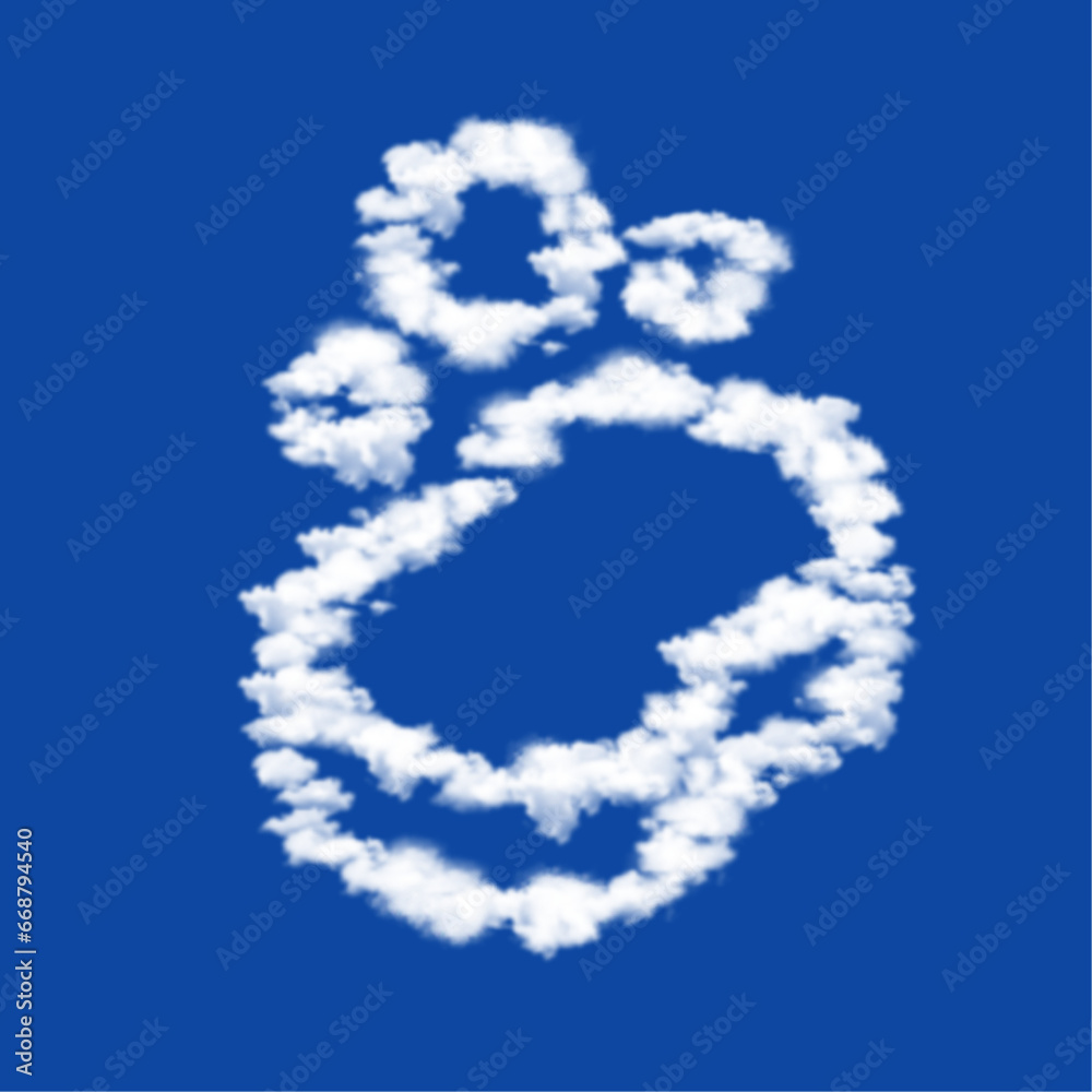 Clouds in the shape of a soap symbol on a blue sky background. A symbol consisting of clouds in the center. Vector illustration on blue background
