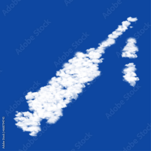 Clouds in the shape of a syringe symbol on a blue sky background. A symbol consisting of clouds in the center. Vector illustration on blue background