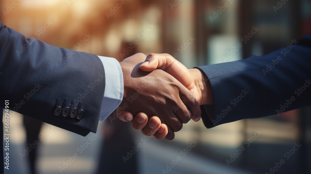 Close-Up of Professional Handshake with Business Partners. A close up of two men shaking hands