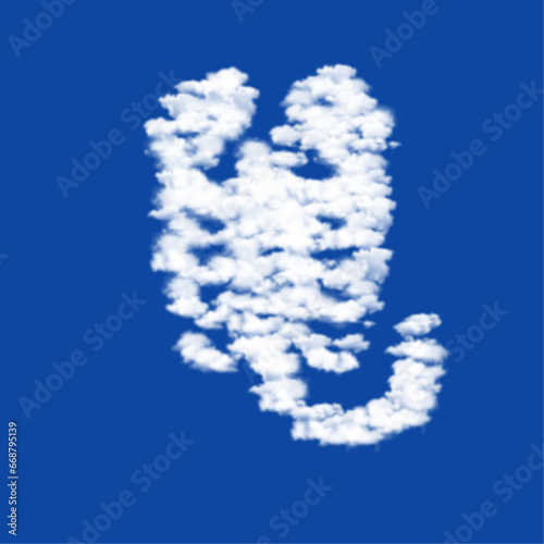 Clouds in the shape of a scorpio symbol on a blue sky background. A symbol consisting of clouds in the center. Vector illustration on blue background