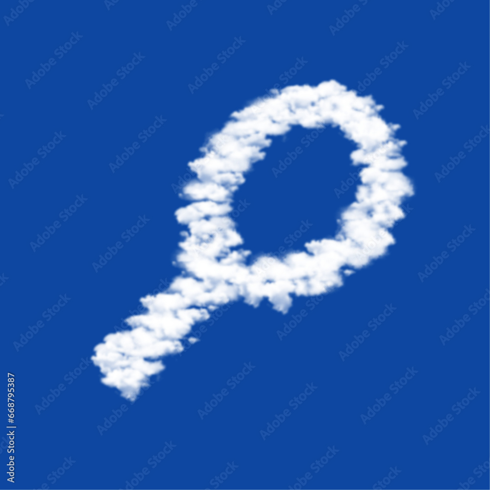 Clouds in the shape of a tennis symbol on a blue sky background. A symbol consisting of clouds in the center. Vector illustration on blue background
