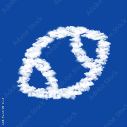 Clouds in the shape of a rugby symbol on a blue sky background. A symbol consisting of clouds in the center. Vector illustration on blue background