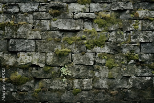 Rough stone wall with moss and lichen - natural weathered texture - a timeless backdrop for creative endeavors.
