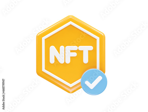 Nft icon illustration 3d rendering transparent element