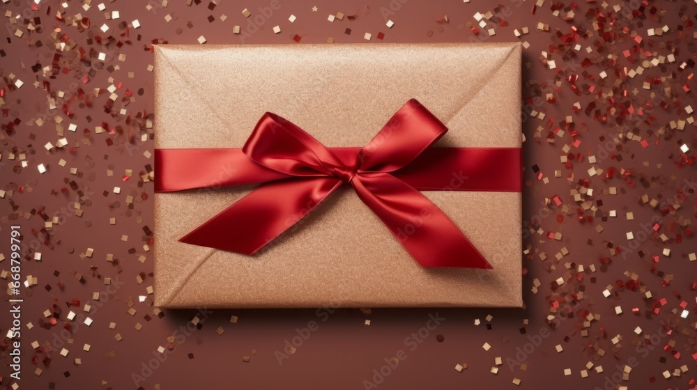 one envelope with a bow. one envelope with a bow.