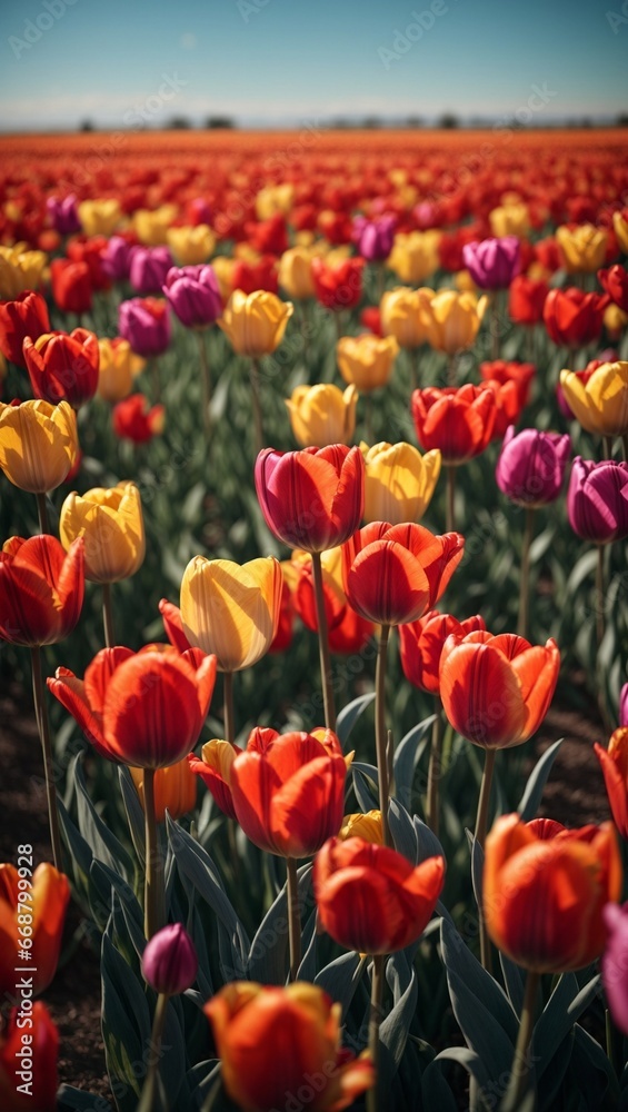 Vibrant Tulip Fields in Full Bloom Vibrant Tulip Fields in Full Bloom
