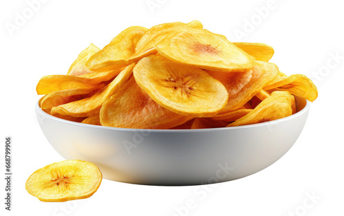 Realistic Plantain Chips on a Clear Surface or PNG Transparent Background.