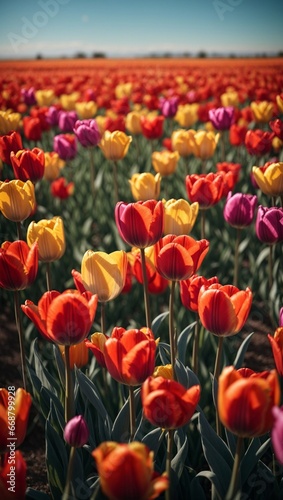 Vibrant Tulip Fields in Full Bloom