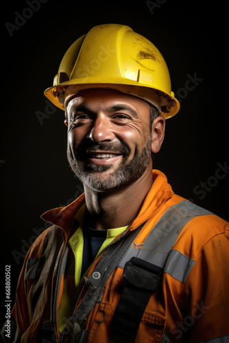 A smiling but tired constru...