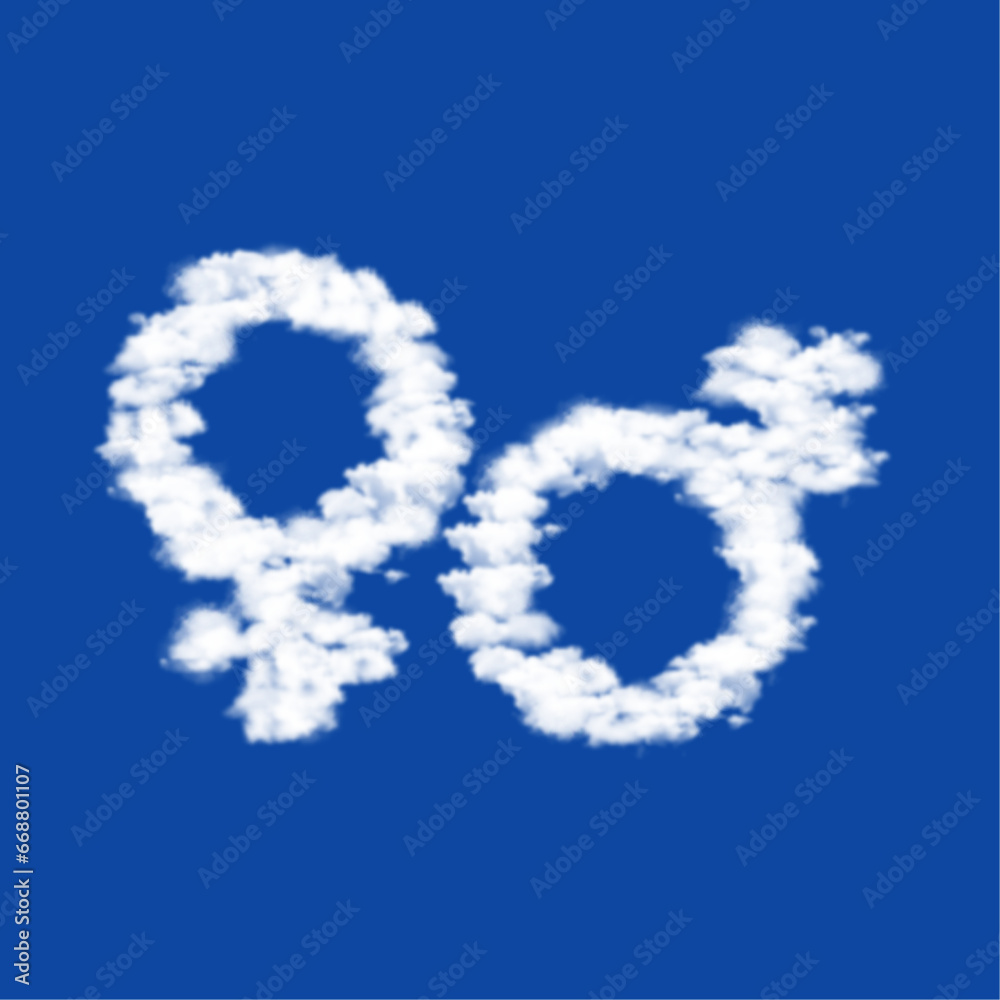 Clouds in the shape of a gender symbol on a blue sky background. A symbol consisting of clouds in the center. Vector illustration on blue background Clouds in the shape of a gender symbol on a blue sky background. A symbol consisting of clouds in the center. Vector illustration on blue background