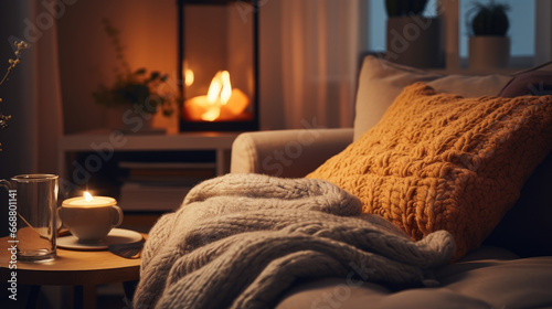 Minimalistic Living Room with Soft Blankets