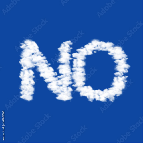 Clouds in the shape of a no symbol on a blue sky background. A symbol consisting of clouds in the center. Vector illustration on blue background