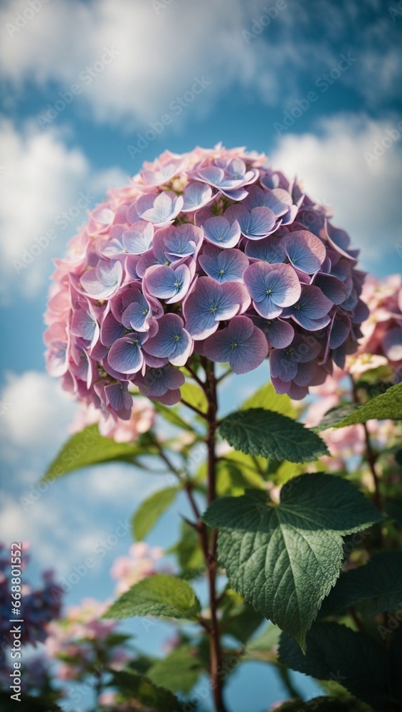 Elegant Pink, Light Purple, and Light Blue Hydrangea Flower in Full Bloom Elegant Pink, Light Purple, and Light Blue Hydrangea Flower in Full Bloom