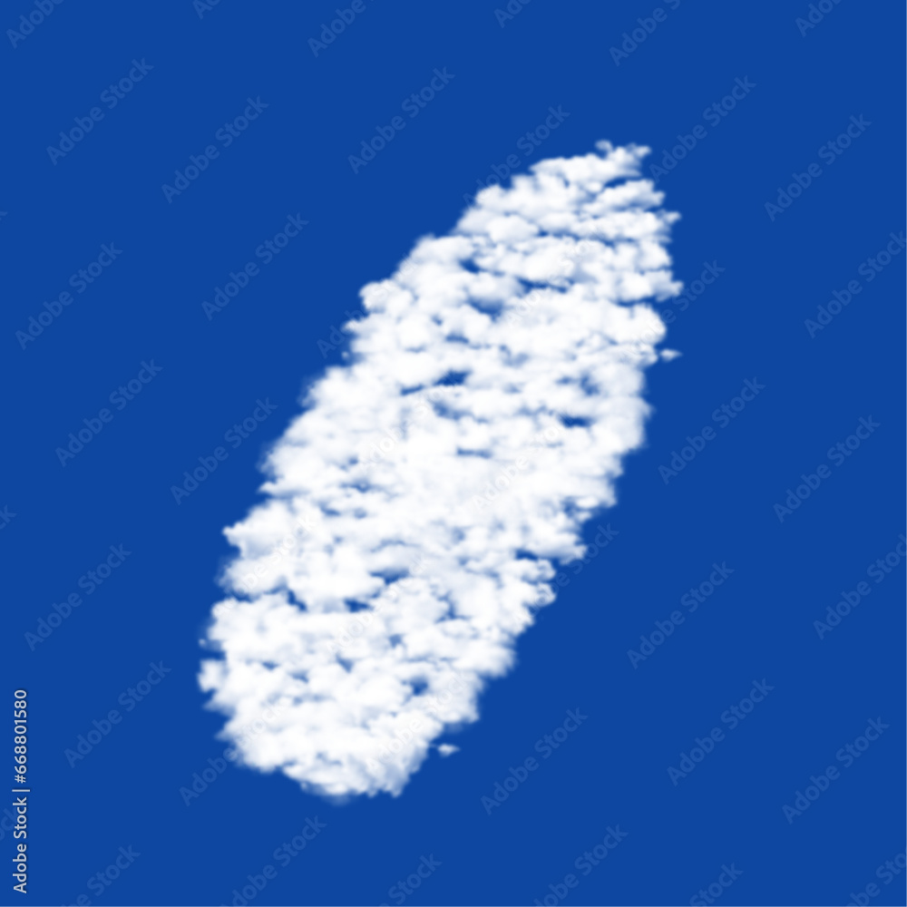 Clouds in the shape of a surf board symbol on a blue sky background. A symbol consisting of clouds in the center. Vector illustration on blue background Clouds in the shape of a surf board symbol on a blue sky background. A symbol consisting of clouds in the center. Vector illustration on blue background