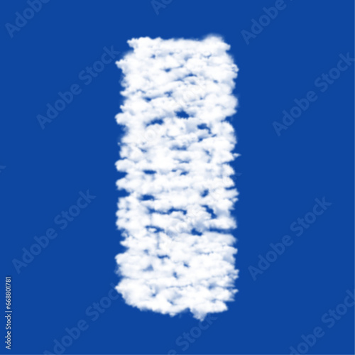 Clouds in the shape of a beer can symbol on a blue sky background. A symbol consisting of clouds in the center. Vector illustration on blue background