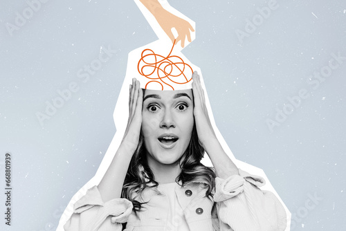 shocked girl holding her head with tangled thoughts
