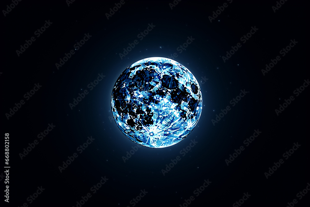 The full moon shining in a starry sky