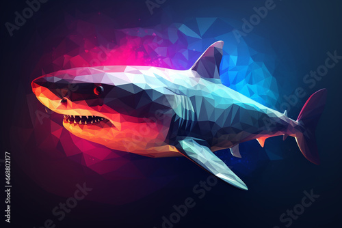 A polygonal shark created in 2d software