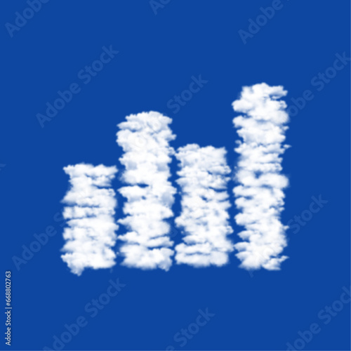 Clouds in the shape of a chart line symbol on a blue sky background. A symbol consisting of clouds in the center. Vector illustration on blue background