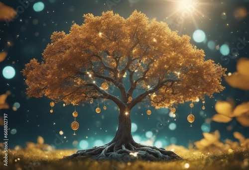 Beautiful tree of life sacred symbol Individuality prosperity and growth concept Digital art