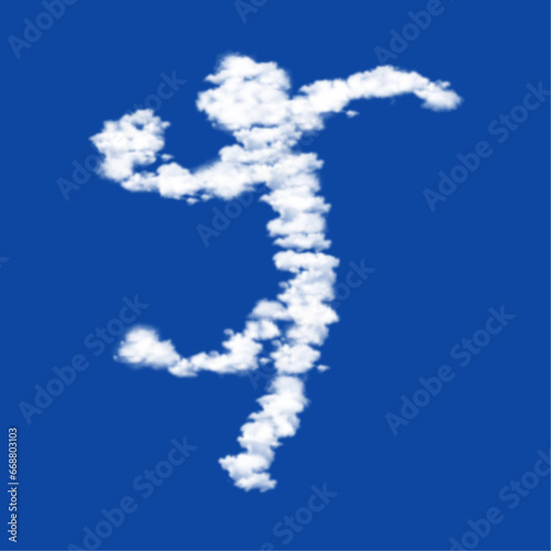 Clouds in the shape of a handball symbol on a blue sky background. A symbol consisting of clouds in the center. Vector illustration on blue background