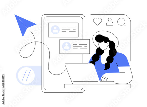 Interacting with followers isolated cartoon vector illustrations.