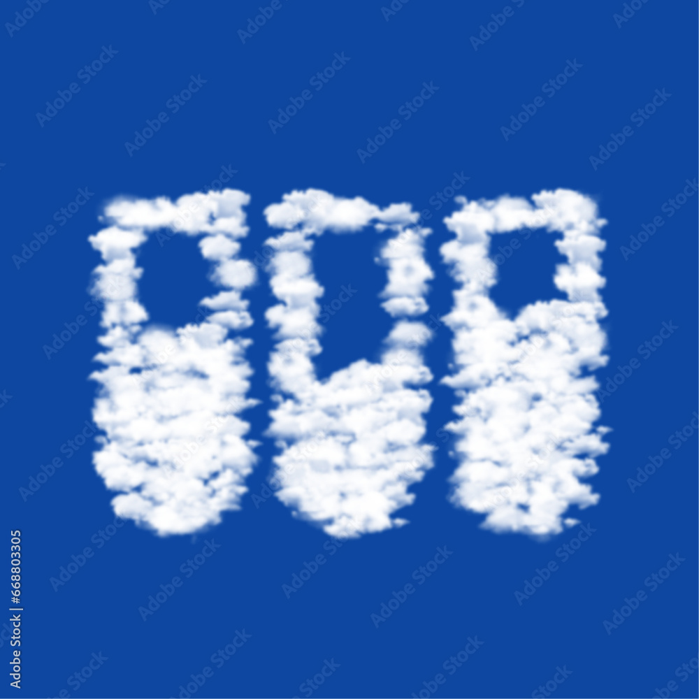 Clouds in the shape of a water game symbol on a blue sky background. A symbol consisting of clouds in the center. Vector illustration on blue background
