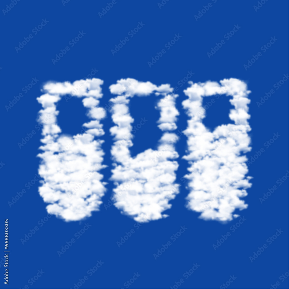 Clouds in the shape of a water game symbol on a blue sky background. A symbol consisting of clouds in the center. Vector illustration on blue background Clouds in the shape of a water game symbol on a blue sky background. A symbol consisting of clouds in the center. Vector illustration on blue background