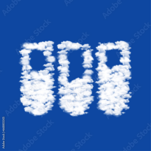 Clouds in the shape of a water game symbol on a blue sky background. A symbol consisting of clouds in the center. Vector illustration on blue background