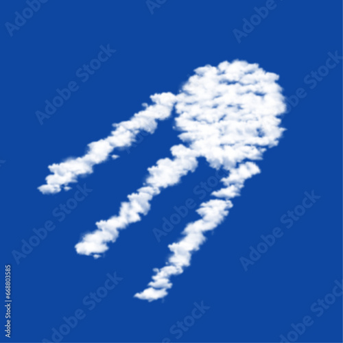 Clouds in the shape of a satellite symbol on a blue sky background. A symbol consisting of clouds in the center. Vector illustration on blue background