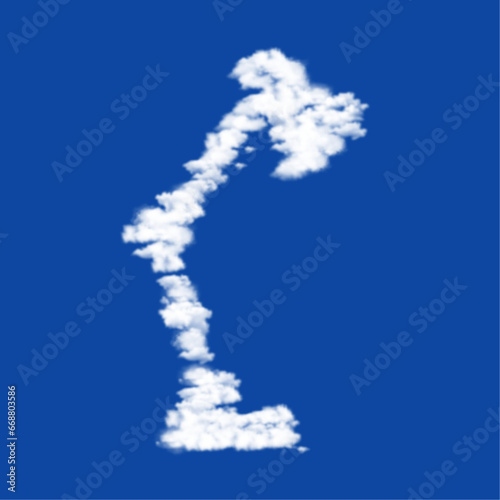 Clouds in the shape of a table lamp symbol on a blue sky background. A symbol consisting of clouds in the center. Vector illustration on blue background