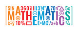 mathematics word and mathematical symbols concept