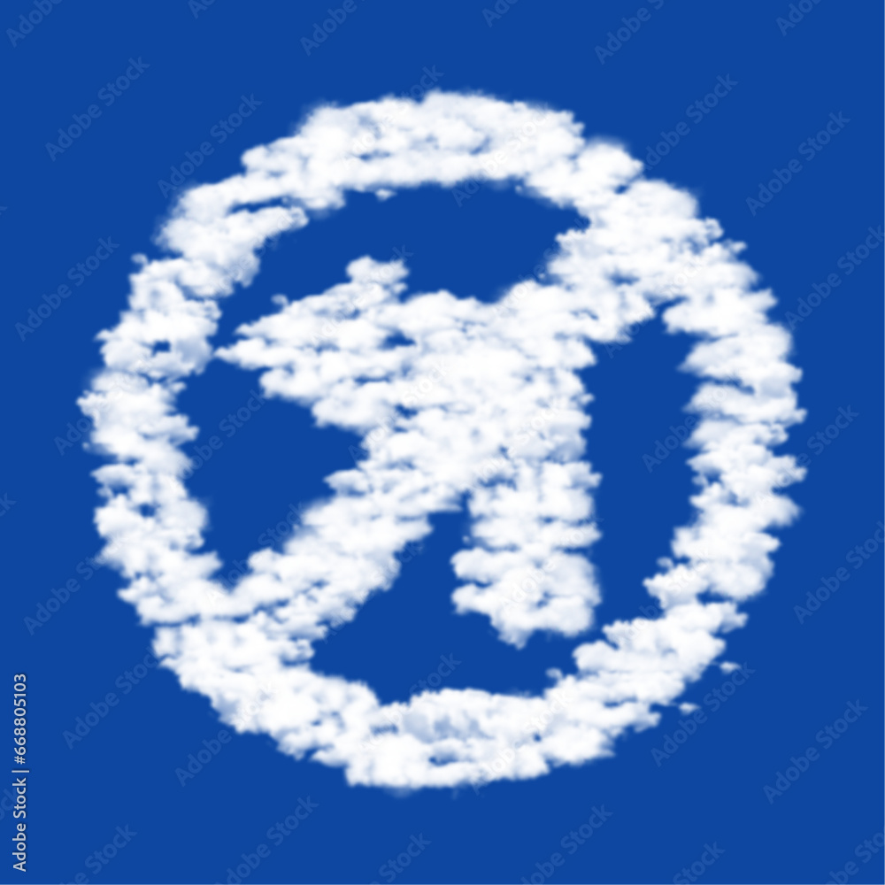 Clouds in the shape of a no left turn sign on a blue sky background. A symbol consisting of clouds in the center. Vector illustration on blue background