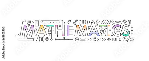 mathematics concept for business, school, education world. symbols of mathematics and mathematics. outline mathematics. technical drawing mathematics word